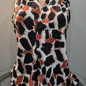 Women's Black and Orange Patterned Top